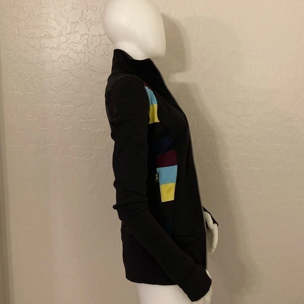 Lululemon Stride Jacket Pow Stripe Split Pea Plum Inkwell/Racerback Tank Set 4